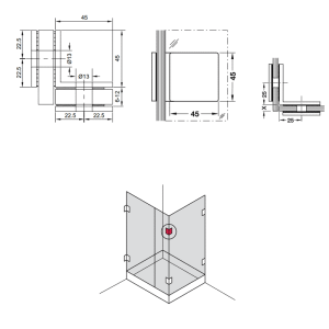 Kẹp Kính – Kính 90 độ màu đen Hafele 981.00.553 - 3