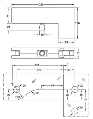 Kẹp kính L màu inox bóng 981.00.031 - 4 Kẹp kính L màu inox bóng 981.00.031 - 3