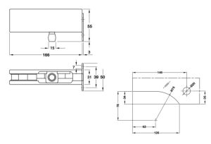 Kẹp kính trên khung gắn tường inox mờ 981.50.050 - 4 Kẹp kính trên khung gắn tường inox mờ 981.50.050 - 3