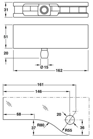 Kẹp kính trên Inox mờ 981.00.010 - 4 Kẹp kính trên Inox mờ 981.00.010 - 3