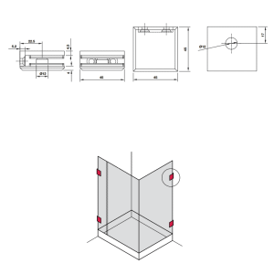 Kẹp Tường – Kính 90 độ Chrome bóng Hafele 981.77.918 - 3