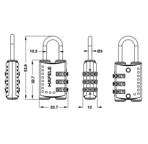 Ổ khoá số du lịch DIY Häfele 482.09.005 - 8 Ổ khoá số du lịch DIY Häfele 482.09.005 - 7