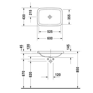 Lavabo vành nổi Durastyle Duravit 588.45.202 - 3