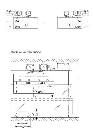 Bộ phụ kiện cửa lùa kính Hafele 10mm 120kg 941.25.124 - 3
