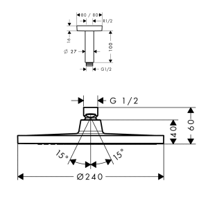 Bộ sen đầu gắn trần Hansgrohe 589.52.678 - 7 Bộ sen đầu gắn trần Hansgrohe 589.52.678 - 6