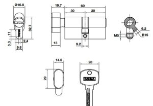 Ruột khoá 1 đầu chìa 1 đầu vặn 60mm BAUMA 916.87.822 - 4 Ruột khoá 1 đầu chìa 1 đầu vặn 60mm BAUMA 916.87.822 - 3