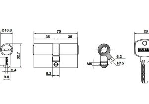 Ruột khoá 2 đầu chìa 70mm BAUMA 916.87.825 - 3
