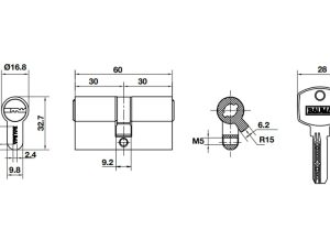 Ruột khoá 2 đầu chìa 60mm BAUMA 916.87.824 - 4 Ruột khoá 2 đầu chìa 60mm BAUMA 916.87.824 - 3