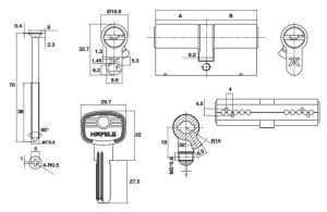 Ruột khoá 2 đầu chìa Häfele 65mm 489.56.000 - 4 Ruột khoá 2 đầu chìa Häfele 65mm 489.56.000 - 3
