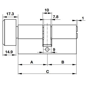 Ruột khóa Häfele cho cửa phòng vệ sinh, đầu vặn oval dài 66mm 916.63.641 - 4 Ruột khóa Häfele cho cửa phòng vệ sinh, đầu vặn oval dài 66mm 916.63.641 - 3