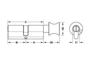 Ruột khoá Hafele cho cửa WC 61mm 916.64.940 - 4 Ruột khoá Hafele cho cửa WC 61mm 916.64.940 - 3