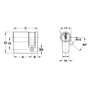 Ruột khóa 1 đầu chìa Hafele 45mm màu đen 916.63.363 - 4 Ruột khóa 1 đầu chìa Hafele 45mm màu đen 916.63.363 - 3