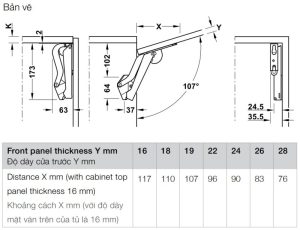 Tay nâng 1 cánh Häfele Free Space màu trắng 493.05.913 - 5 Tay nâng 1 cánh Häfele Free Space màu trắng 493.05.913 - 4