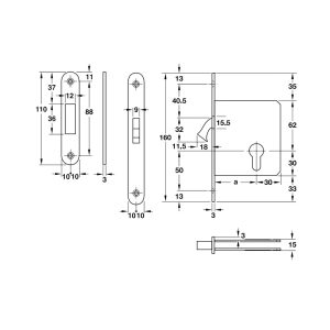 Thân khóa cho cửa trượt Hafele 911.26.292 - 4 Thân khóa cho cửa trượt Hafele 911.26.292 - 3