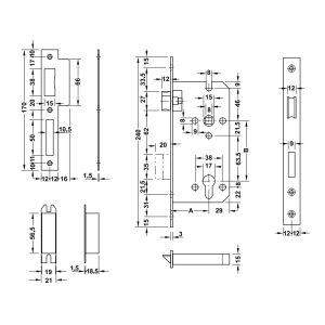 Thân khóa lưỡi gà chốt chết Hafele Đồng bóng 911.02.069 - 4 Thân khóa lưỡi gà chốt chết Hafele Đồng bóng 911.02.069 - 3