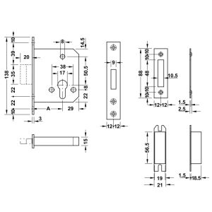 Thân khóa chốt chết Hafele màu đồng rêu 911.22.881 - 4 Thân khóa chốt chết Hafele màu đồng rêu 911.22.881 - 3