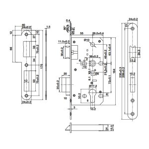 Thân khóa lưỡi gà chốt chết Hafele 911.02.799 - 4 Thân khóa lưỡi gà chốt chết Hafele 911.02.799 - 3