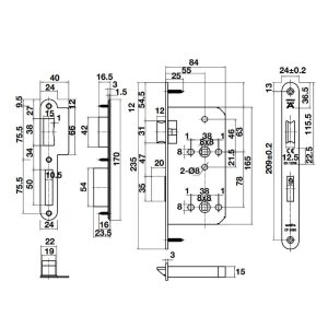 Thân khóa cho phòng tắm B55/78A Đồng bóng 911.02.158 - 4 Thân khóa cho phòng tắm B55/78A Đồng bóng 911.02.158 - 3