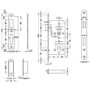 Thân khóa lưỡi gà chốt chết Inox 316 Hafele 911.25.402 - 4 Thân khóa lưỡi gà chốt chết Inox 316 Hafele 911.25.402 - 3