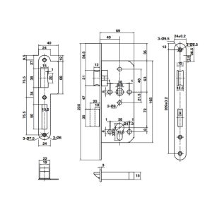 Thân khóa lưỡi gà chốt chết Hafele 911.03.514 - 4 Thân khóa lưỡi gà chốt chết Hafele 911.03.514 - 3