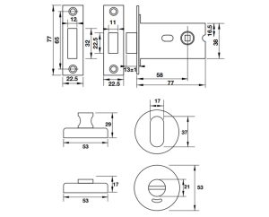 Thân khóa và chốt vệ sinh Hafele 902.54.290 - 4 Thân khóa và chốt vệ sinh Hafele 902.54.290 - 3