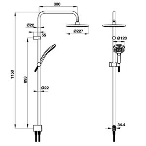 Thanh sen kết hợp Intensity Hafele 495.60.104 - 15