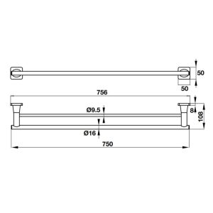 Thanh treo khăn đôi 750mm Häfele 580.41.412 - 3