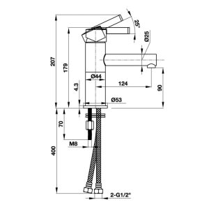Vòi lavabo ROOTS 70 Häfele 495.61.143 - 3