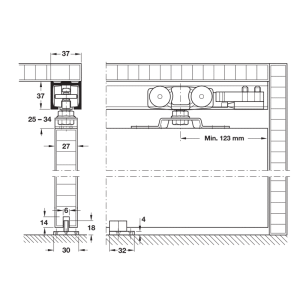 Bộ phụ kiện cửa lùa Häfele 160kg/A 489.40.025 - 4 Bộ phụ kiện cửa lùa Häfele 160kg/A 489.40.025 - 3