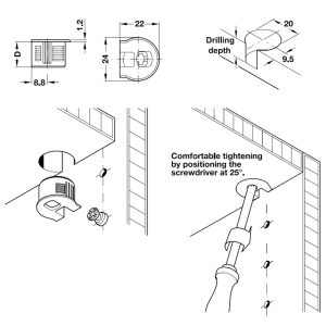Vỏ nối Rafix 20 không vành không chốt, nhựa, với cơ cấu siết màu nâu Hafele 263.10.105 - 4 Vỏ nối Rafix 20 không vành không chốt, nhựa, với cơ cấu siết màu nâu Hafele 263.10.105 - 3
