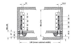 Ray hộp Alto-S màu trắng mờ, cơ cấu nhấn mở, chiều cao 170mm Hafele 552.36.755 - 3