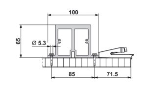 Thanh gia cố cho ray trượt, dành cho hệ thống đôi dài đến 2800 mm mà không có tấm giữa. Có kèm đế nối, độ trũng tối đa của tấm trên tủ -22% - 3
