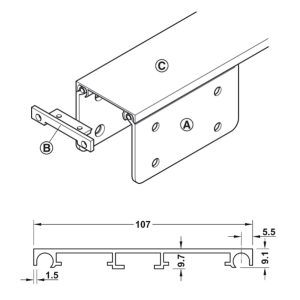 Thanh nối để kết nối và ẩn đi ở trên và dưới, phù hợp với độ dày cửa tối đa 25 mm Hafele 408.45.108 - 4 Thanh nối để kết nối và ẩn đi ở trên và dưới, phù hợp với độ dày cửa tối đa 25 mm Hafele 408.45.108 - 3