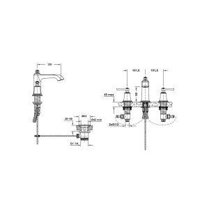 Vòi trộn 3-lỗ Kyoto 100 bộ xả kéo màu vàng 589.35.062 - 4 Vòi trộn 3-lỗ Kyoto 100 bộ xả kéo màu vàng 589.35.062 - 3