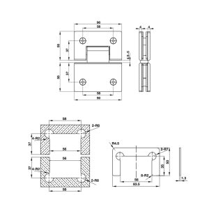 Bản lề kính-kính 180 độ BAUMA 981.77.947 - 3