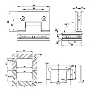 Bản lề kính-kính 90 độ BAUMA 981.77.951 - 4 Bản lề kính-kính 90 độ BAUMA 981.77.951 - 3