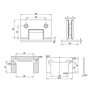 Bản lề kính-tường 90 độ BAUMA 981.77.945 - 3