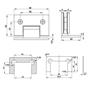 Bản lề kính-tường 90 độ BAUMA 981.77.953 - 3