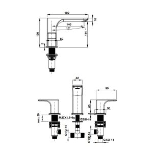 Vòi trộn 3 lỗ REGAL 495.61.125 - 3