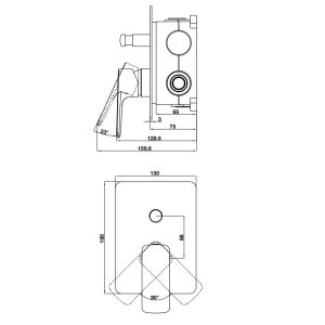 Bộ trộn âm 2 đường nước Kobe chrome 589.15.007 - 3