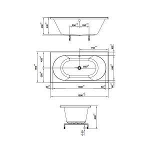 Bồn tắm âm hình bầu dục Nagoya 1500 588.79.601 - 4 Bồn tắm âm hình bầu dục Nagoya 1500 588.79.601 - 3