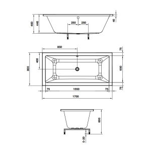 Bồn tắm âm hình chữ nhật Nagoya 1700 588.79.602 - 4 Bồn tắm âm hình chữ nhật Nagoya 1700 588.79.602 - 3