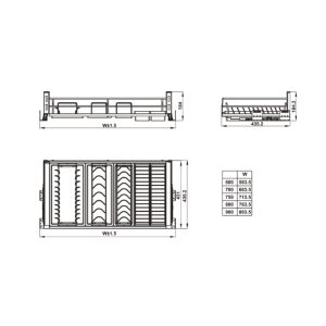 Rổ để bát đĩa KASON FLEX 700mm Hafele 549.08.885 - 5