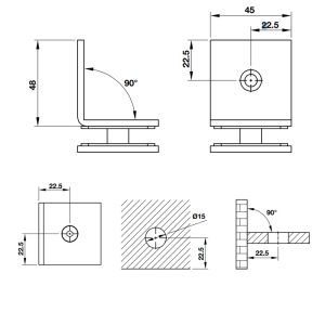 Kẹp kính-tường 90 độ BAUMA 981.77.955 - 4 Kẹp kính-tường 90 độ BAUMA 981.77.955 - 3