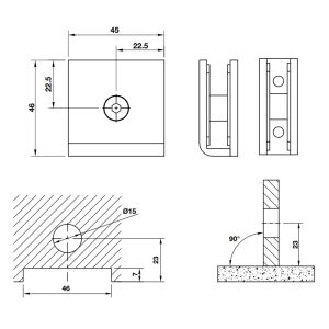 Kẹp kính-tường 90 độ BAUMA 981.77.963 - 4 Kẹp kính-tường 90 độ BAUMA 981.77.963 - 3