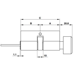 Ruột khóa Häfele 1 đầu chìa, 1 đầu vặn oval dài 66mm 916.63.621 - 4 Ruột khóa Häfele 1 đầu chìa, 1 đầu vặn oval dài 66mm 916.63.621 - 3