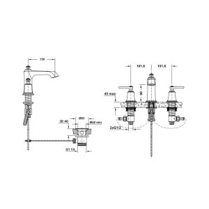 Vòi trộn 3-lỗ Kyoto 100 589.35.002 - 3