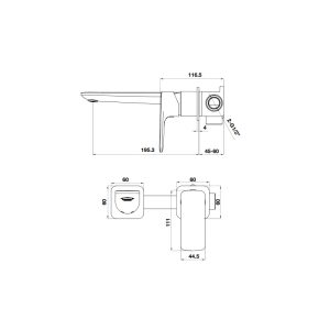 Vòi trộn gắn tường Kobe 250 đen 589.15.034 - 3