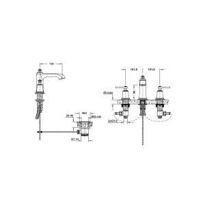 Vòi trộn 3-lỗ Kyoto 100 bộ xả kéo màu đen 589.35.092 - 4 Vòi trộn 3-lỗ Kyoto 100 bộ xả kéo màu đen 589.35.092 - 3
