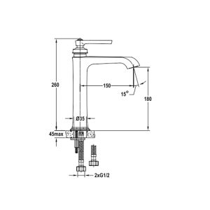 Vòi trộn Kyoto 180 bộ xả nhấn màu đen 589.35.091 - 4 Vòi trộn Kyoto 180 bộ xả nhấn màu đen 589.35.091 - 3